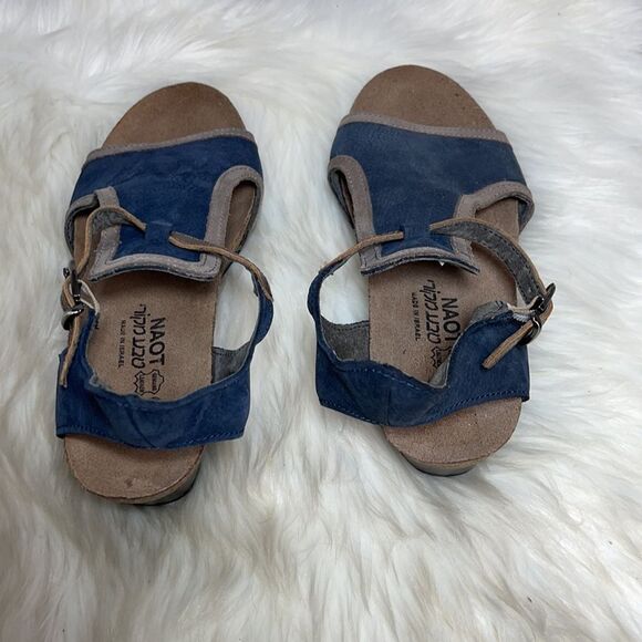 Naot Fiona Navy Ankle Strap Wedge Sandals Sz 37/6 - Picture 4 of 7